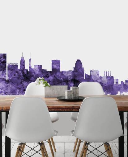 Mural de papel pintado con horizonte azul de Baltimore, Maryland