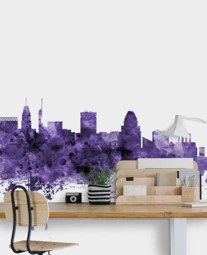 Baltimore, Maryland Blue Skyline Wallpaper Mural Baltimore, Maryland Blue Skyline Wallpaper Mural