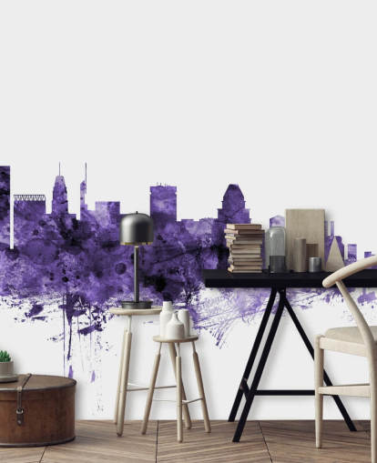 Baltimore, Maryland Blue Skyline Wallpaper Mural