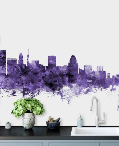 Carta da parati murale con orizzonte blu di Baltimora, Maryland