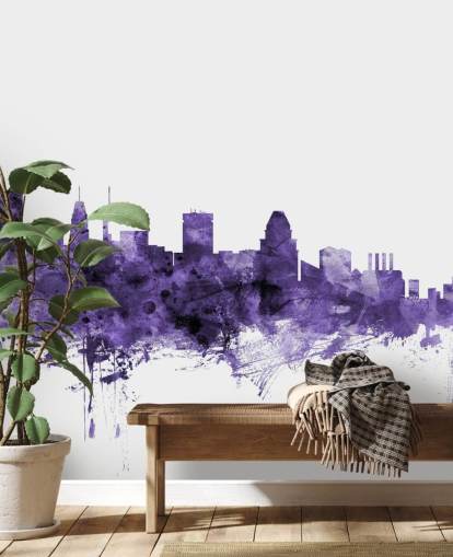 Tapeten-Wandbild „Blaue Skyline“ von Baltimore, Maryland Tapeten-Wandbild „Blaue Skyline“ von Baltimore, Maryland