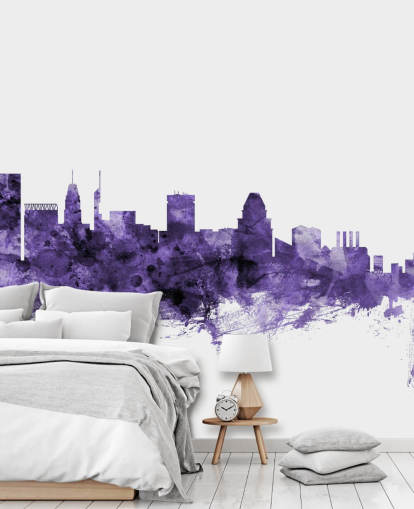 Baltimore, Maryland Blue Skyline Wallpaper Mural