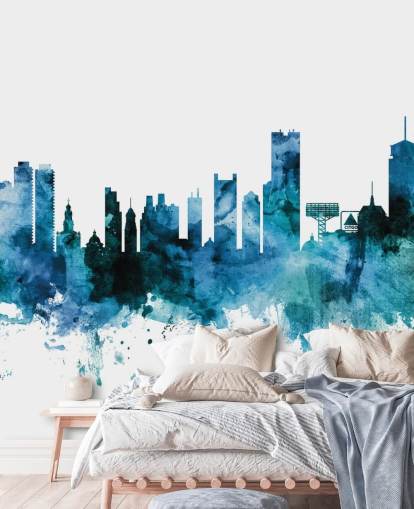 Fototapete mit blauer Skyline von Boston, Massachusetts