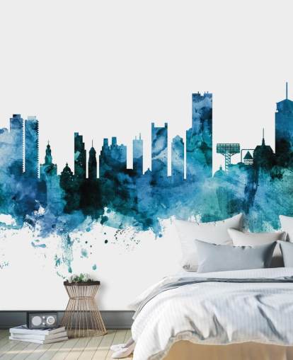 Boston, Massachusetts Blue Skyline Mural