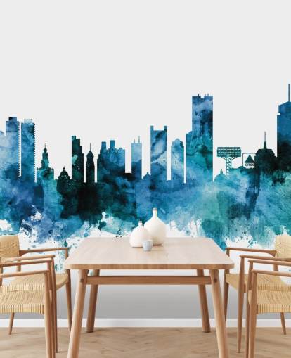 Boston, Massachusetts Blue Skyline Mural