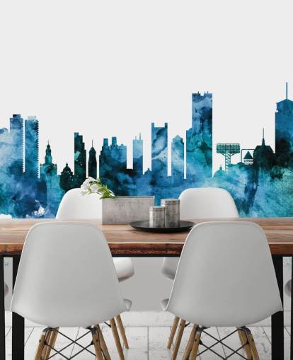 Boston, Massachusetts Blue Skyline Mural