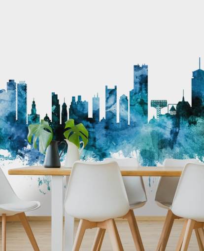 Fototapete mit blauer Skyline von Boston, Massachusetts