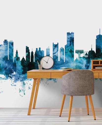 Boston, Massachusetts Blue Skyline Mural
