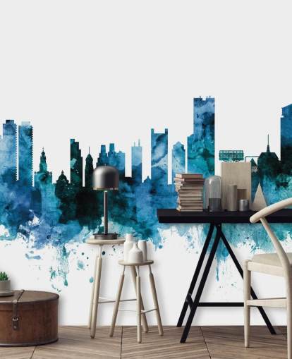 Decorazione murale con skyline blu di Boston, Massachusetts