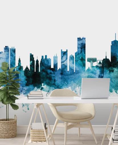 Decorazione murale con skyline blu di Boston, Massachusetts