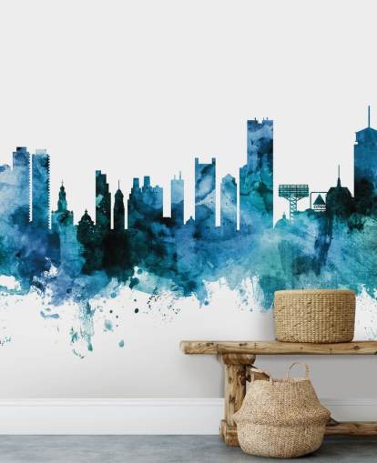 Fototapete mit blauer Skyline von Boston, Massachusetts