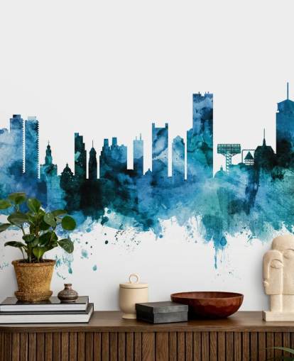 Fototapete mit blauer Skyline von Boston, Massachusetts