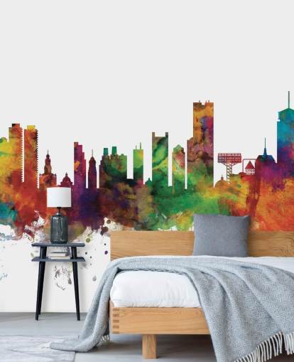 Decorazione murale astratta colorata sullo skyline di Boston, Massachusetts