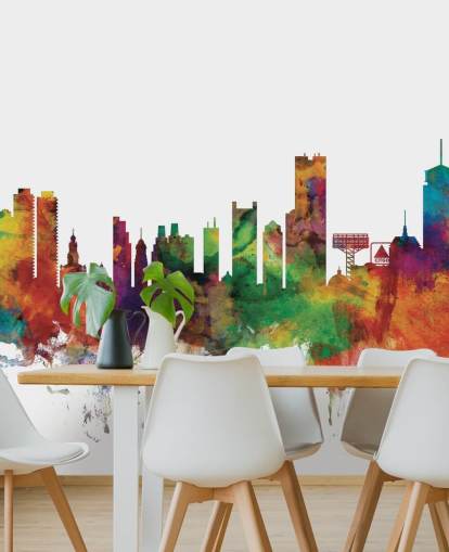 Decorazione murale astratta colorata sullo skyline di Boston, Massachusetts