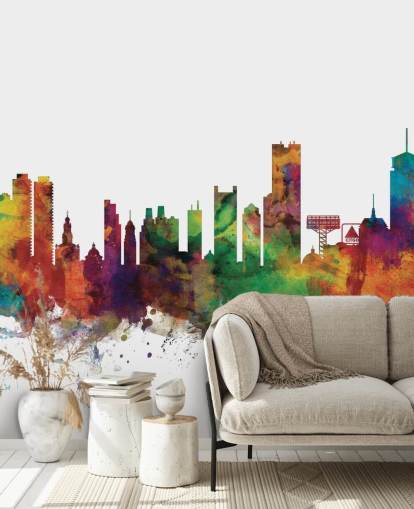 Decorazione murale astratta colorata sullo skyline di Boston, Massachusetts