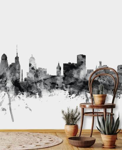 Buffalo, New York Skyline wall mural in black and white Buffalo, New York Skyline wall mural in black and white