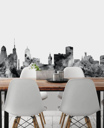 Peinture murale Buffalo, New York Skyline en noir et blanc
