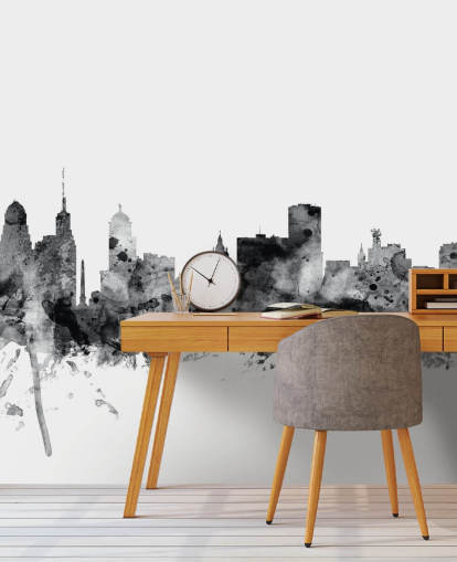 Buffalo, New York Skyline Wandbild in Schwarz und Weiß