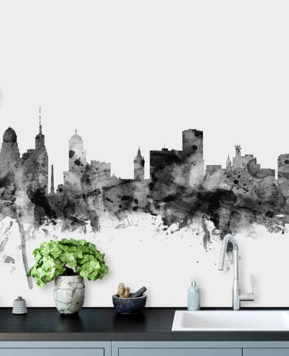 Buffalo, New York Skyline Wandbild in Schwarz und Weiß