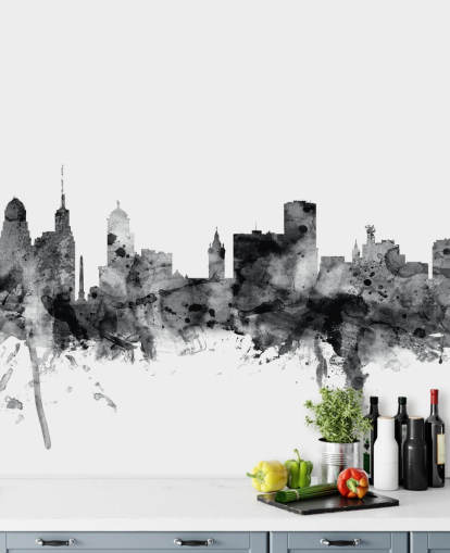 Buffalo, New York Skyline Wandbild in Schwarz und Weiß Buffalo, New York Skyline Wandbild in Schwarz und Weiß