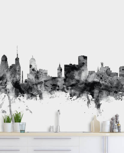 Poster murale Buffalo, New York Skyline in bianco e nero Poster murale Buffalo, New York Skyline in bianco e nero