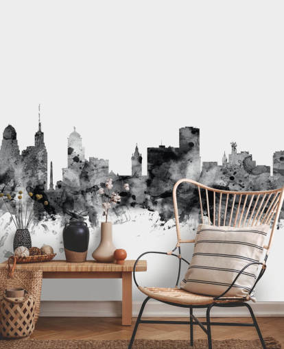 Peinture murale Buffalo, New York Skyline en noir et blanc Peinture murale Buffalo, New York Skyline en noir et blanc