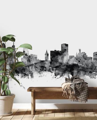 Buffalo, New York Skyline wall mural in black and white Buffalo, New York Skyline wall mural in black and white