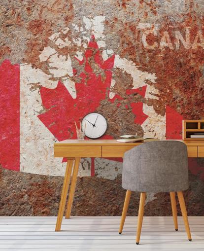 Tapeten-Wandbild mit kanadischer Flagge auf Beton