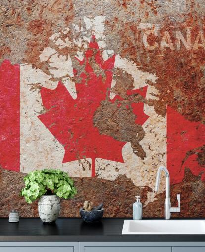 bandeira canadense em mural de papel de parede de concreto bandeira canadense em mural de papel de parede de concreto