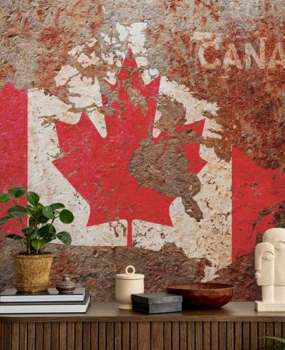 mural de papel pintado de bandera canadiense sobre hormigón mural de papel pintado de bandera canadiense sobre hormigón