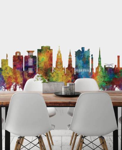 colourful Charleston, South Carolina Skyline Wall Mural