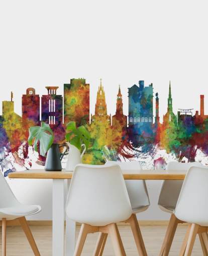 Decorazione murale colorata con skyline di Charleston, Carolina del Sud Decorazione murale colorata con skyline di Charleston, Carolina del Sud