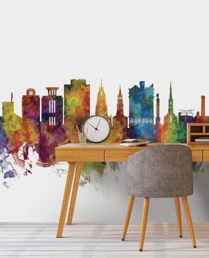 farbenfrohes Skyline-Wandbild von Charleston, South Carolina