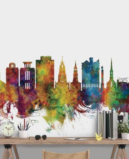Decorazione murale colorata con skyline di Charleston, Carolina del Sud