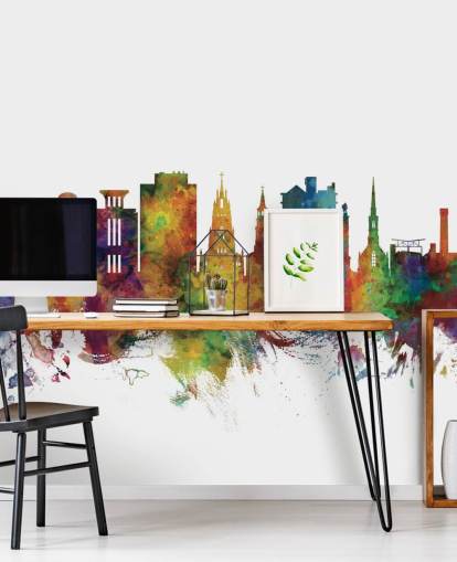 colorful Charleston, South Carolina Skyline Wall Mural