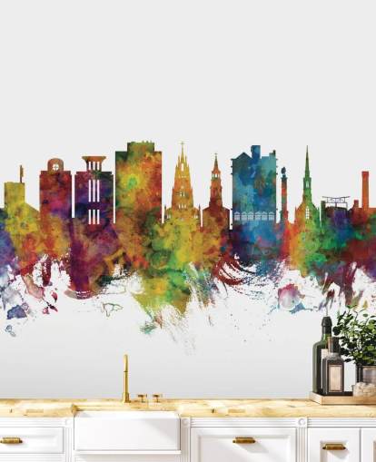 colorido mural de pared con el horizonte de Charleston, Carolina del Sur