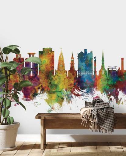colourful Charleston, South Carolina Skyline Wall Mural colourful Charleston, South Carolina Skyline Wall Mural