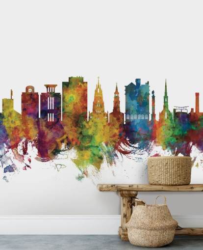 farbenfrohes Skyline-Wandbild von Charleston, South Carolina