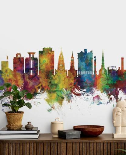 Decorazione murale colorata con skyline di Charleston, Carolina del Sud Decorazione murale colorata con skyline di Charleston, Carolina del Sud