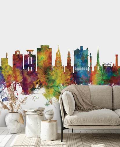 colourful Charleston, South Carolina Skyline Wall Mural