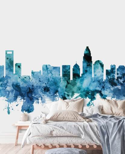 Charlotte, North Carolina Blue Skyline Mural