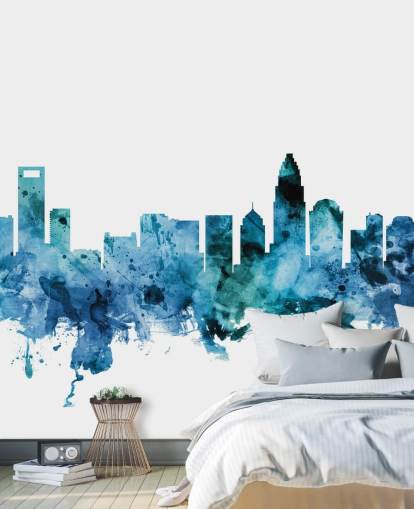 Charlotte, North Carolina Blue Skyline Mural