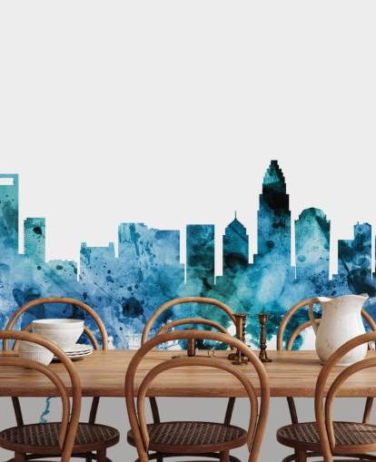 Charlotte, North Carolina Blue Skyline Mural Charlotte, North Carolina Blue Skyline Mural