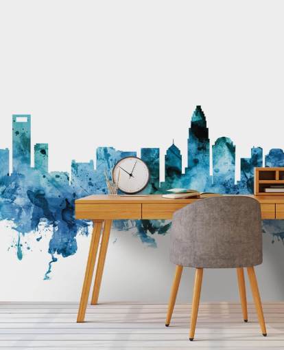 Charlotte, North Carolina Blue Skyline Mural Charlotte, North Carolina Blue Skyline Mural