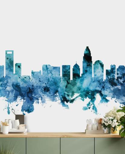 Charlotte, North Carolina Blue Skyline Mural