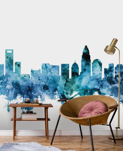 Charlotte, North Carolina Blue Skyline Mural Charlotte, North Carolina Blue Skyline Mural