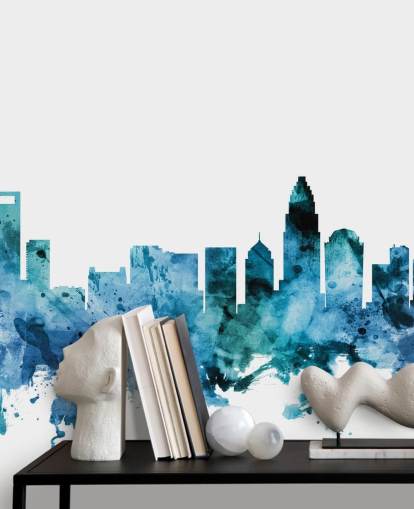 Charlotte, North Carolina Blue Skyline Mural