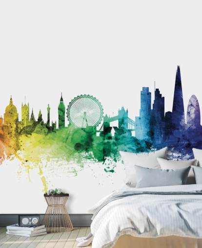 London, England Skyline Mural with watercolors London, England Skyline Mural with watercolors