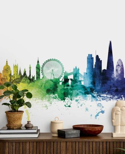 London, England Skyline Mural with watercolors London, England Skyline Mural with watercolors