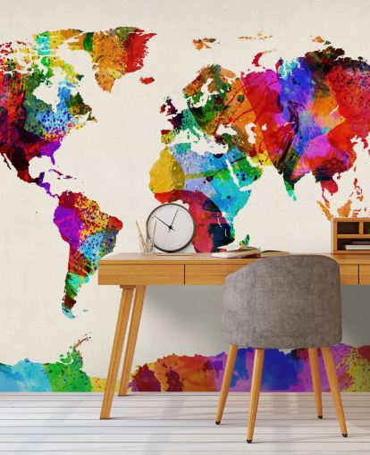 map of the world colorful abstract painting wallpaper mural map of the world colorful abstract painting wallpaper mural